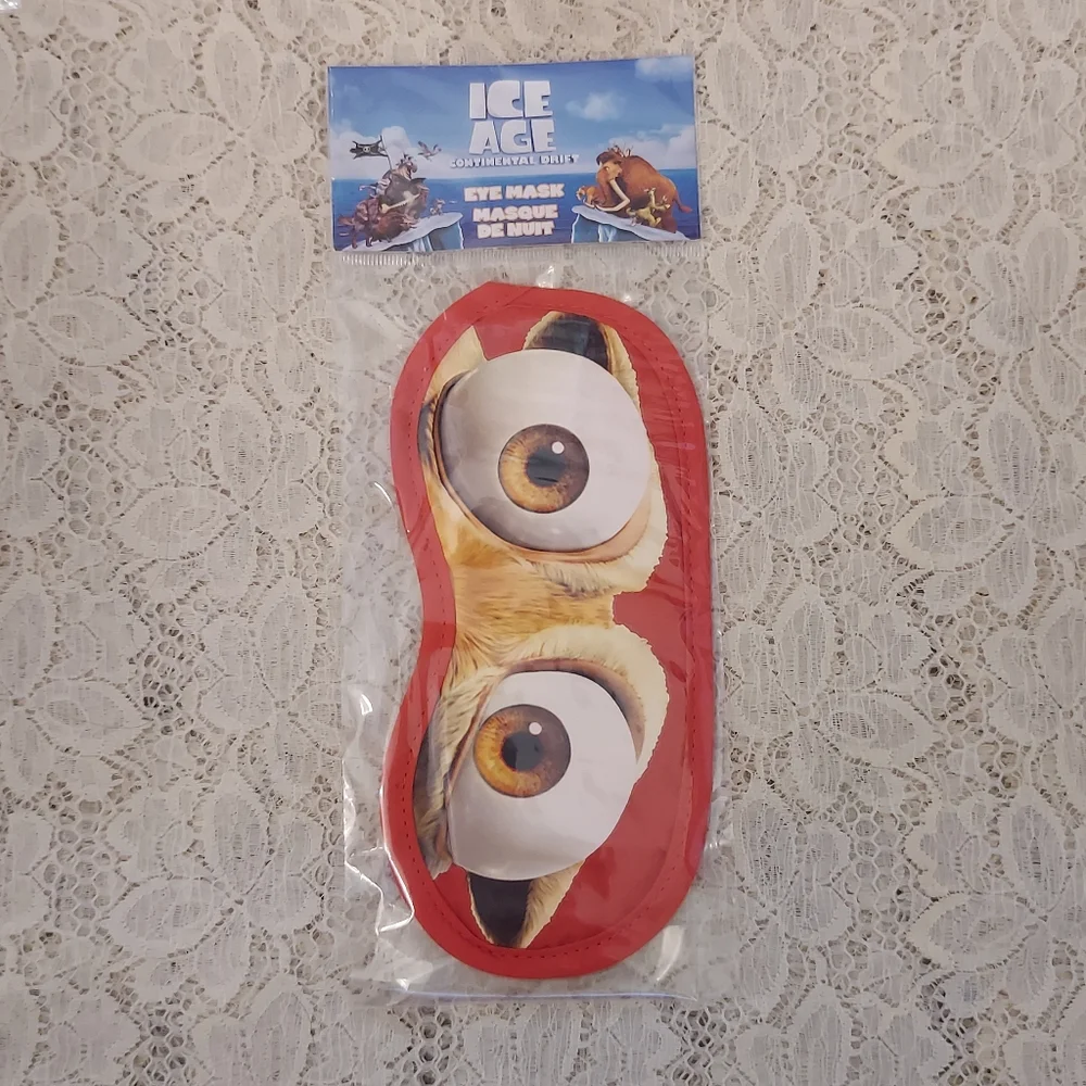 8 Ice Age Eye Mask Blue and Red Scrat Eyes from Continental Drift New in Package